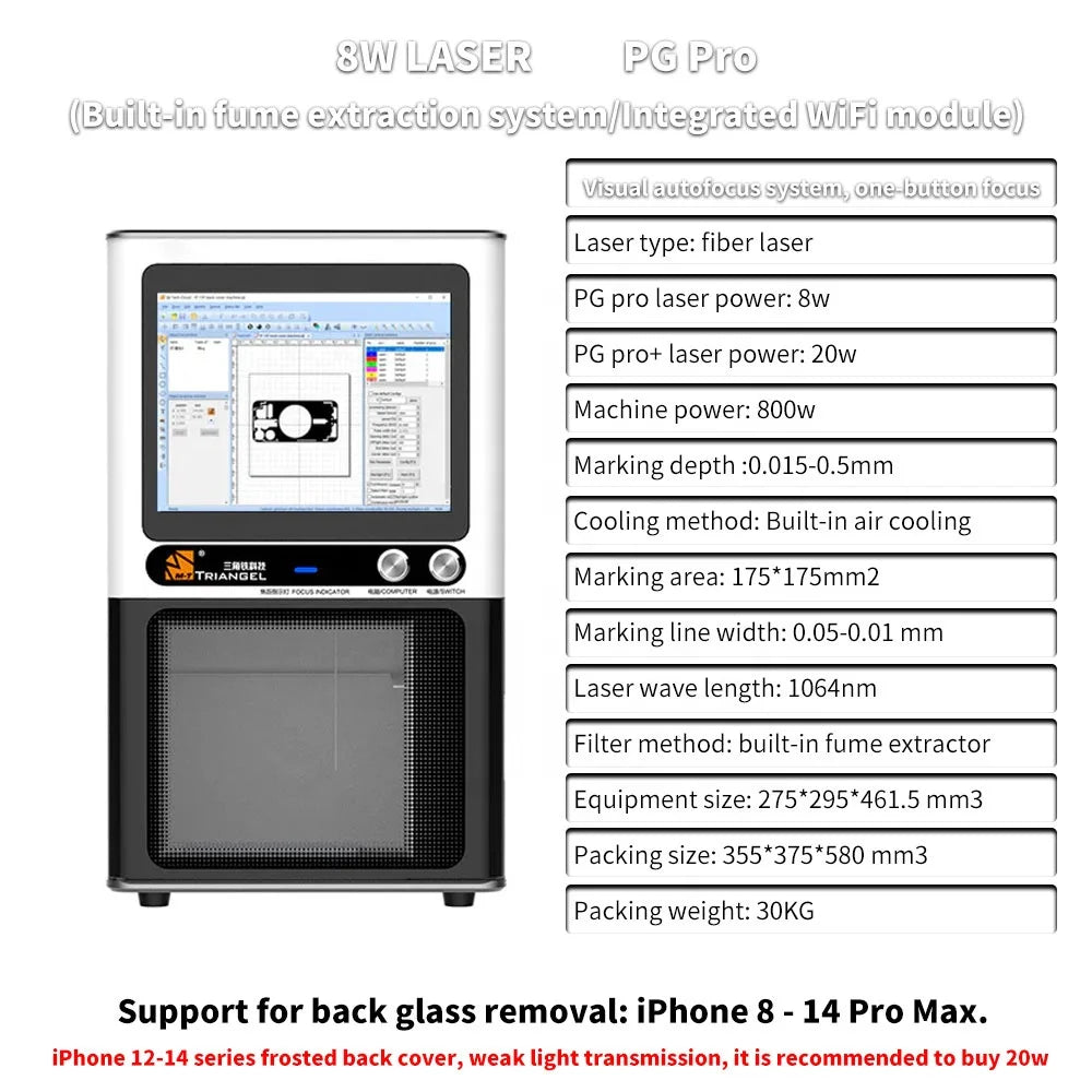 [Special Price] 20W/8W M-Triangel Laser Marking Machine for iPhone X-14 Series Back Glass Cover Remove