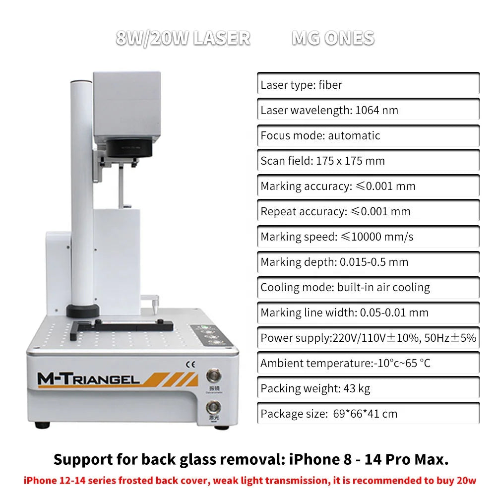 [Special Price] 20W/8W M-Triangel Laser Marking Machine for iPhone X-14 Series Back Glass Cover Remove