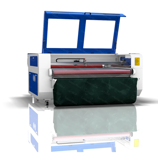 China popular size 1800*1000mm CO2 fabric laser cutting machine 150W with Cylinder press function