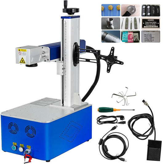 SIHAO  white mini cabinet type fiber laser engraving machine for airpods/dog tag/pencil/ball fiber laser marking machine